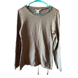 CAbi Lightweight waffle pattern long sleeve shirt  Olive Green XL